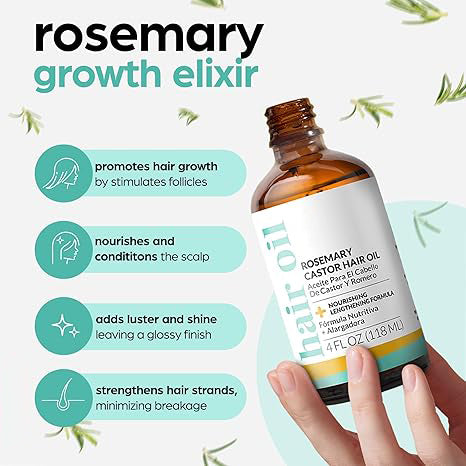 🔥50% off limited-time sale🔥 |Organic Rosemary & Castor Hair Growth Oil + Scalp Massager Set
