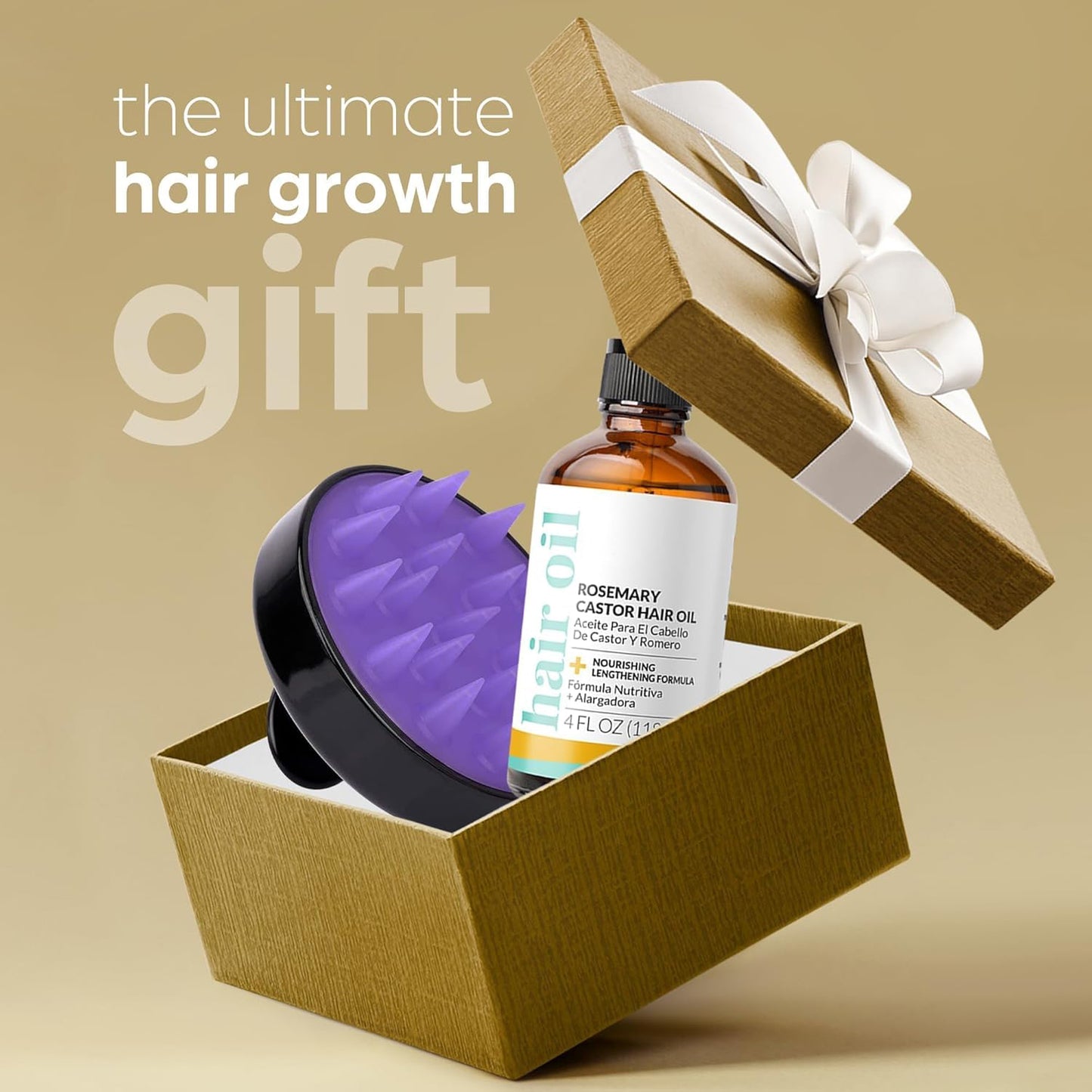 🔥50% off limited-time sale🔥 |Organic Rosemary & Castor Hair Growth Oil + Scalp Massager Set