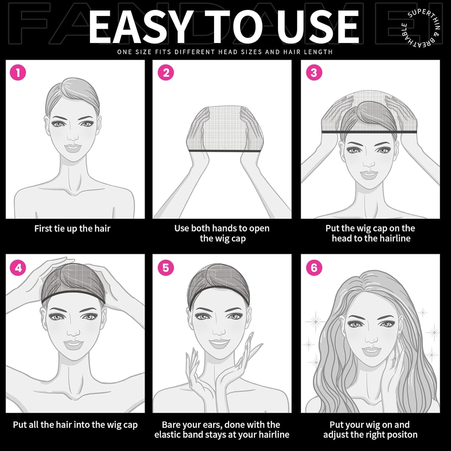 🔥50% off limited-time sale🔥 |HD Wig Caps Super Thin, Two-pack,4PCS Ultra Thin Wig Caps Black