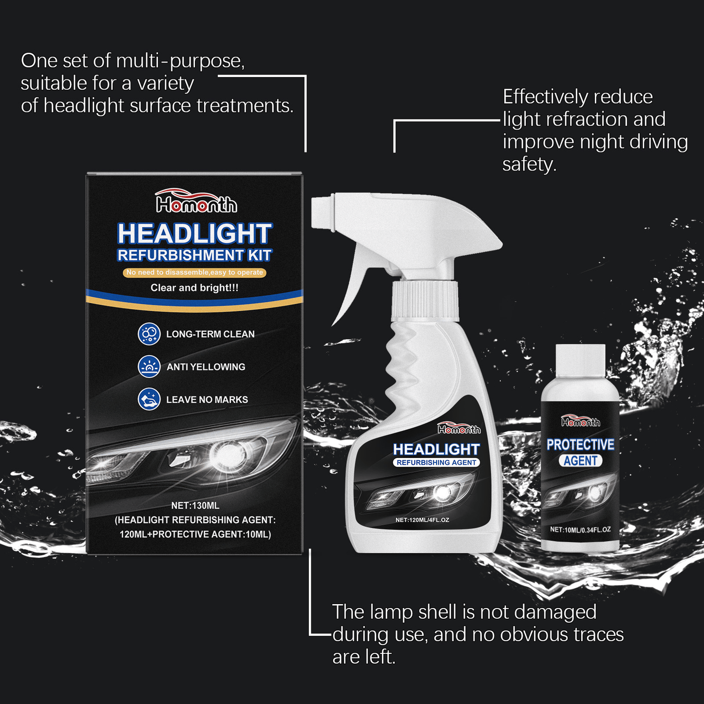 π Automotive Headlamp Restoration Fluid, blurring enhanced crystalline coating refurbisher