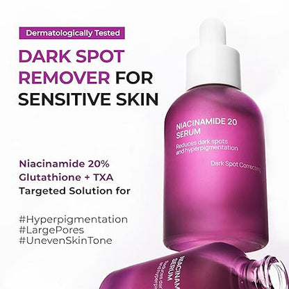 🔥50% off limited-time sale🔥 |Niacinamide 20 Serum - Korean Face Serum with Glutathione, TXA Tranexamic Acid and Centella Complex - Reduces Pigmentation, Uneven Skin Tone, Pore Care for Sensitive Skin