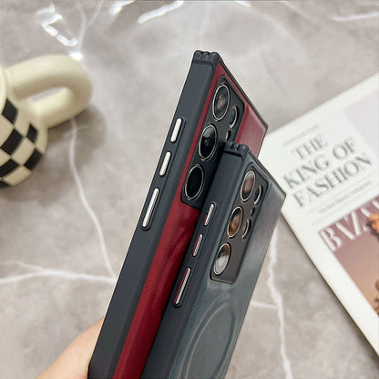High-End All-Inclusive Magnetic Wireless Charging Leather Anti-Fall Phone Case For Samsung Galaxy